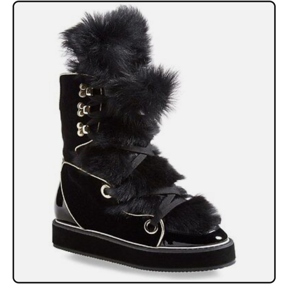Nicholas Kirkwood Black Fur Snow Boots 37.5 (7-7.5)
